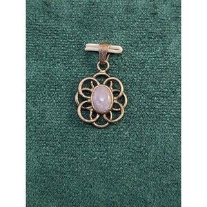 Sterling Silver Blue Lace Agate Pendant Floral Design 925 Vintage Style Gemstone